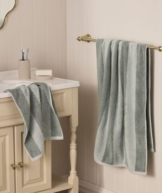 Block Stripe Seafoam Stripe Towel Range